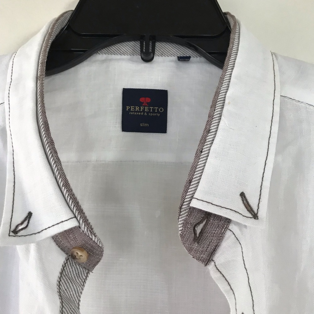PERFETTO Limited Edition 100% Linen White Shirt - Picture 6 of 7